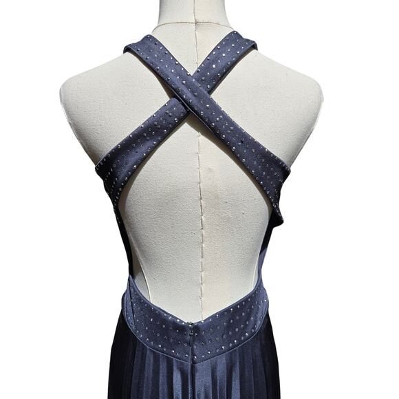 Caché Vtg Y2K Fairy Grunge Rhinestone Babydoll Cross Back Maxi Dress 4 Dark Gray - Picture 6 of 10